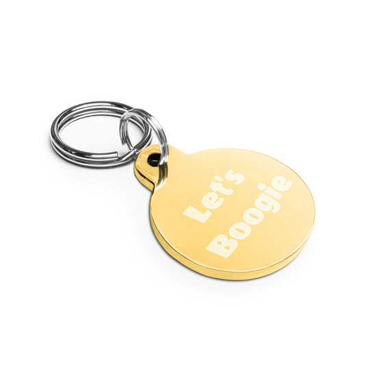 Let's Boogie 2% Engraved keyring or pet tag